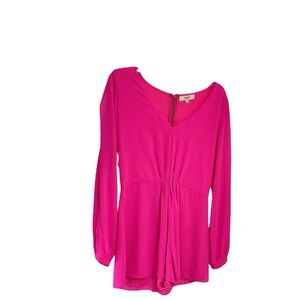 Umgee Womens Romper‎ Large Long Sleeve  Cold Shoulder Pink